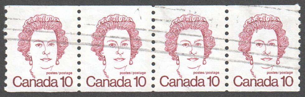 Canada Scott 605 Used Strip - Click Image to Close